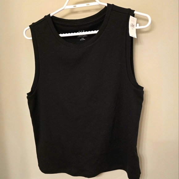NWT | Gap SZ Large cropped tank top | Black sleeveless shirt - Picture 1 of 4